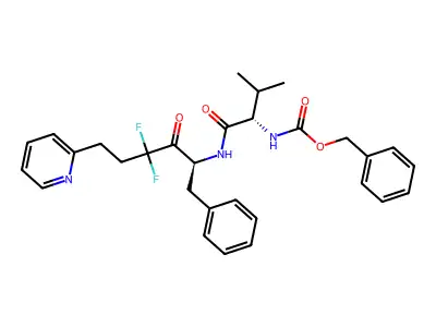 Carbamic acid, (1-(((3,3-difluoro-2-oxo-1-(phenylmethyl)-5-(2-pyridinyl)pentyl)amino)carbonyl)-2-methylpropyl)-, phenylmethyl ester, (S-(R*,R*))- structure