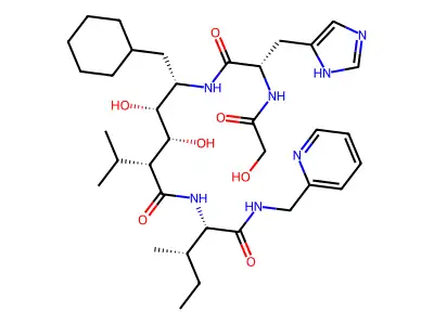 Hac-His-Cha-psi(CH(OH)CH(OH))-Val-Ile-Amp structure