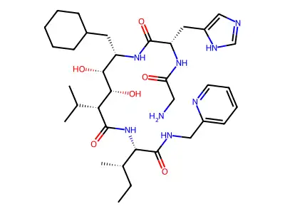 Gly-His-Cha-psi(CH(OH)CH(OH))-Val-Ile-Amp structure