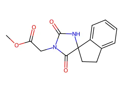 Methyl 2-{2,5-dioxo-2',3'-dihydrospiro[imidazolidine-4,1'-indene]-1-yl}acetate structure