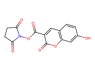 7-Hydroxycoumarin-3-carboxylic acid N-succinimidyl ester structure