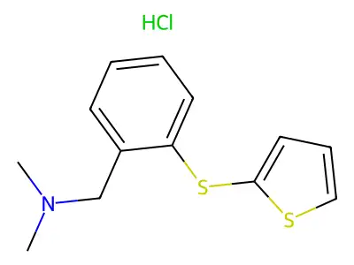 Benzenemethanamine, N,N-dimethyl-2-(2-thienylthio)-, hydrochloride structure