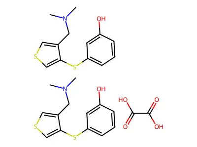 Phenol, 3-((4-((dimethylamino)methyl)-3-thienyl)thio)-, ethanedioate (2:1) (salt) structure