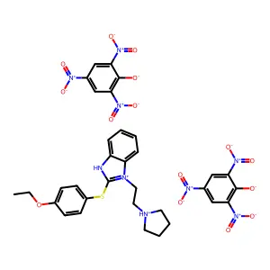 Benzimidazole, 2-((p-ethoxyphenyl)thio)-1-(2-(1-pyrrolidinyl)ethyl)-, dipicrate structure