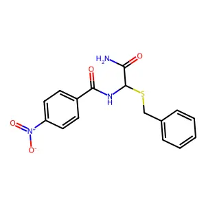 N-(2-amino-1-benzylsulfanyl-2-oxoethyl)-4-nitrobenzamide structure