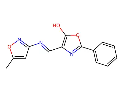 4-{(E)-[(5-methyl-3-isoxazolyl)amino]methylidene}-2-phenyl-1,3-oxazol-5(4H)-one structure