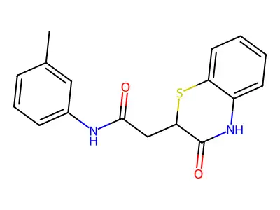 N-(3-methylphenyl)-2-(3-oxo-3,4-dihydro-2H-1,4-benzothiazin-2-yl)acetamide structure