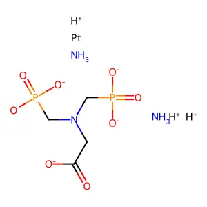 Diamine((bis-(phosphonatomethyl)amino)acetato(2-)-O(1),N(1))platinum(II) structure