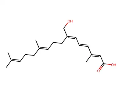 7-(Hydroxymethyl)-3,11,15-trimethylhexadeca-2,4,6,10,14-pentaenoic acid structure