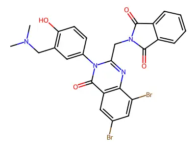 1H-Isoindole-1,3(2H)-dione, 2-((6,8-dibromo-3,4-dihydro-3-(3-((dimethylamino)methyl)-4-hydroxyphenyl)-4-oxo-2-quinazolinyl)methyl)- structure