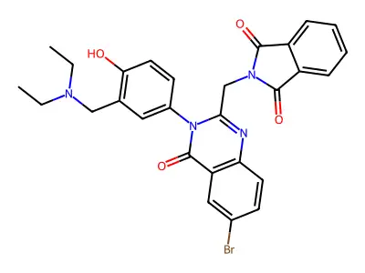 1H-Isoindole-1,3(2H)-dione, 2-((6-bromo-3,4-dihydro-3-(3-((diethylamino)methyl)-4-hydroxyphenyl)-4-oxo-2-quinazolinyl)methyl)- structure