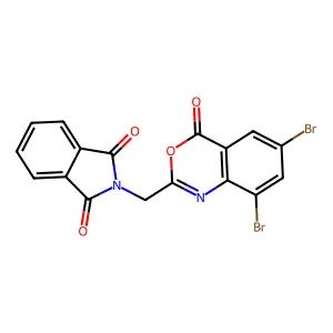 1H-Isoindole-1,3(2H)-dione, 2-((6,8-dibromo-4-oxo-4H-3,1-benzoxazin-2-yl)methyl)- structure
