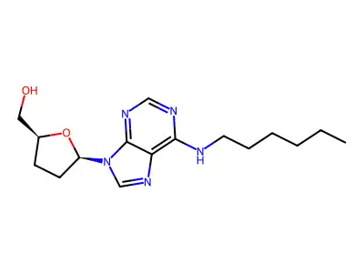 Adenosine, 2',3'-dideoxy-N-hexyl- structure