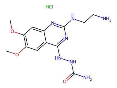 Hydrazinecarboxamide, 2-(2-((2-aminoethyl)amino)-6,7-dimethoxy-4-quinazolinyl)-, monohydrochloride, hydrate structure