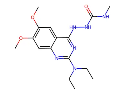 6,7-Dimethoxy-4-(4'-methylsemicarbazido)-2-diethylaminoquinazoline hydrate structure