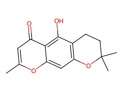 5-Hydroxy-2,2,8-trimethyl-3,4-dihydropyrano[3,2-g]chromen-6-one structure