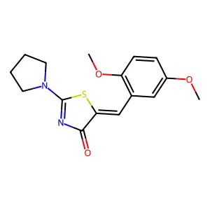 (5Z)-5-[(2,5-dimethoxyphenyl)methylidene]-2-pyrrolidin-1-yl-1,3-thiazol-4-one structure
