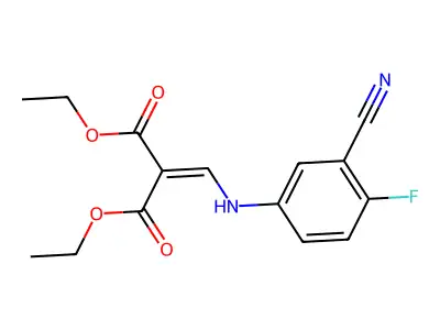 Diethyl 2-((3-cyano-4-fluorophenylamino)methylene)malonate structure