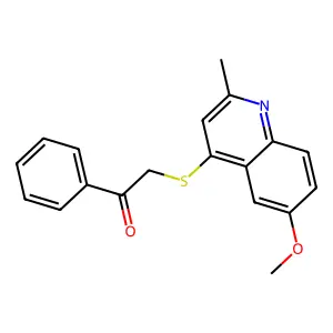 Ethanone, 2-((6-methoxy-2-methyl-4-quinolinyl)thio)-1-phenyl- structure