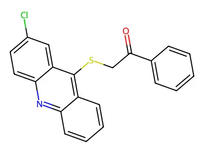Ethanone, 2-((2-chloro-9-acridinyl)thio)-1-phenyl- structure