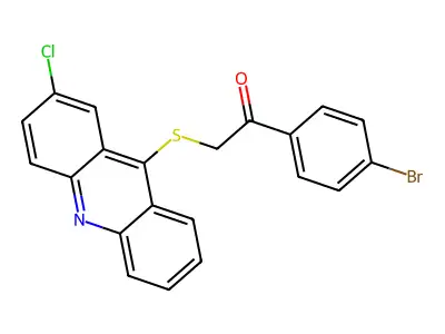 Ethanone, 1-(4-bromophenyl)-2-((2-chloro-9-acridinyl)thio)- structure