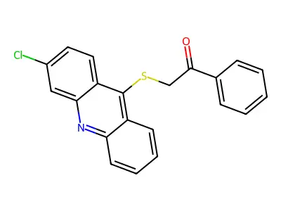 Ethanone, 2-((3-chloro-9-acridinyl)thio)-1-phenyl- structure