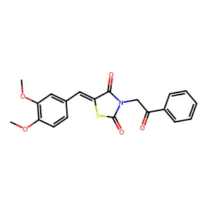 (5Z)-5-[(3,4-dimethoxyphenyl)methylidene]-3-phenacyl-1,3-thiazolidine-2,4-dione structure