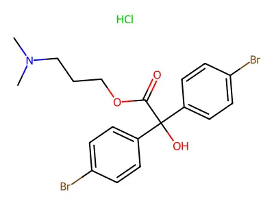Benzeneacetic acid, 4-bromo-alpha-(4-bromophenyl)-alpha-hydroxy-, 3-(dimethylamino)propyl ester, hydrochloride structure
