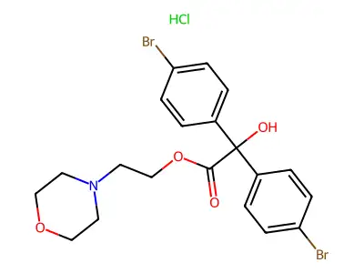 Benzeneacetic acid, 4-bromo-alpha-(4-bromophenyl)-alpha-hydroxy-, 2-(4-morpholinyl)ethyl ester, hydrochloride structure