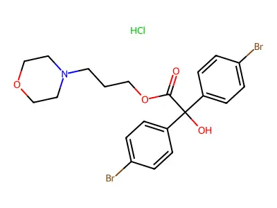 Benzeneacetic acid, 4-bromo-alpha-(4-bromophenyl)-alpha-hydroxy-, 3-(4-morpholinyl)propyl ester, hydrochloride structure
