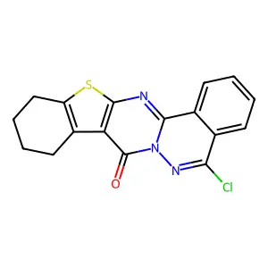5-chloro-9,10,11,12-tetrahydro-8H-[1]benzothieno[2',3':4,5]pyrimido[2,1-a]phthalazin-8-one structure