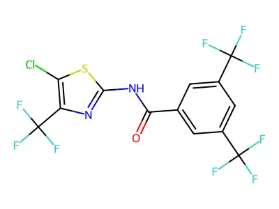 Benzamide, 3,5-bis(trifluoromethyl)-, N-(5-chloro-4-(trifluoromethyl)-2-thiazolyl)- structure