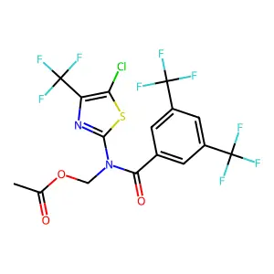 ((3,5-Bis(trifluoromethyl)benzoyl)-(5-chloro-4-(trifluoromethyl)-1,3-thiazol-2-yl)amino)methyl acetate structure