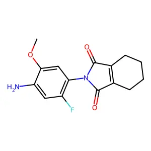 2-(4-amino-2-fluoro-5-methoxy-phenyl)-4,5,6,7-tetrahydroisoindole-1,3-dione structure