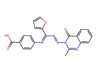 4-((2-Furanyl((2-methyl-4-oxo-3(4H)-quinazolinyl)azo)methylene)amino)benzoic acid structure
