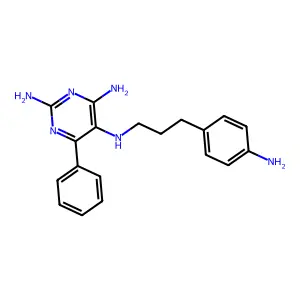 N5-[3-(4-aminophenyl)propyl]-6-phenyl-pyrimidine-2,4,5-triamine structure