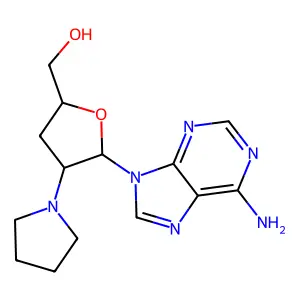 Adenosine, 2',3'-dideoxy-2'-(1-pyrrolidinyl)- structure