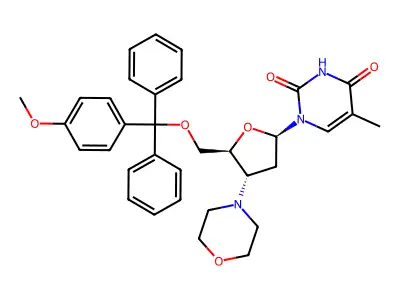 Thymidine, 3'-deoxy-5'-O-((4-methoxyphenyl)diphenylmethyl)-3'-(4-morpholinyl)- structure