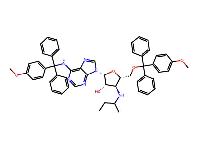 3'-(2-Butylamino)-5',N6-bis(4-methoxytrityl)-3'-deoxyadenosine structure