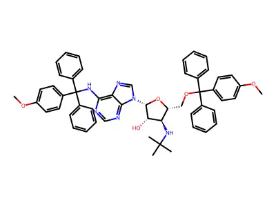 3'tBuNH-5',N6(4MeOTrityl)dA structure