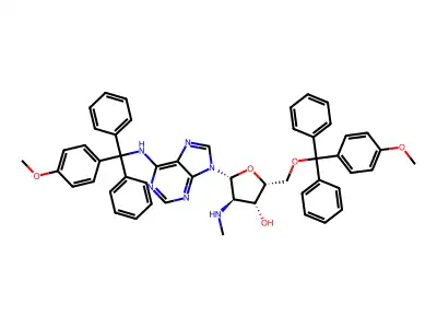 2'-Methylamino-5',N6-bis(4-methoxytrityl)-2'-deoxyadenosine structure