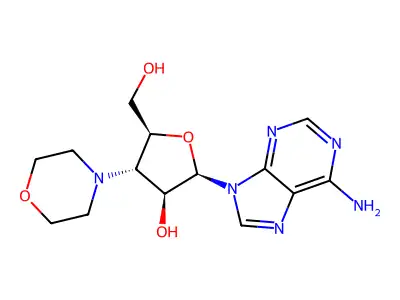 9H-Purin-6-amine, 9-(3-deoxy-3-(4-morpholinyl)-beta-D-arabinofuranosyl)- structure