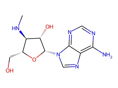 9H-Purin-6-amine, 9-(3-deoxy-3-(methylamino)-beta-D-arabinofuranosyl)- structure