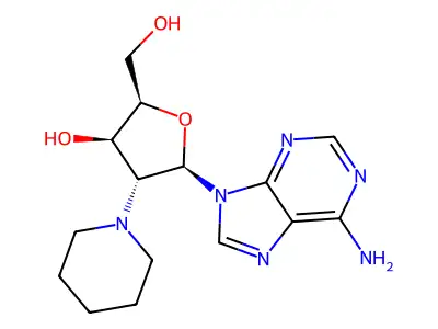 9H-Purin-6-amine, 9-(2-deoxy-2-(1-piperidinyl)-beta-D-xylofuranosyl)- structure
