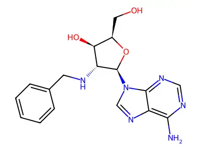 9H-Purin-6-amine, 9-(2-deoxy-2-((phenylmethyl)amino)-beta-D-xylofuranosyl)- structure