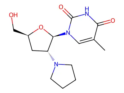 Uridine, 2',3'-dideoxy-5-methyl-2'-(1-pyrrolidinyl)- structure