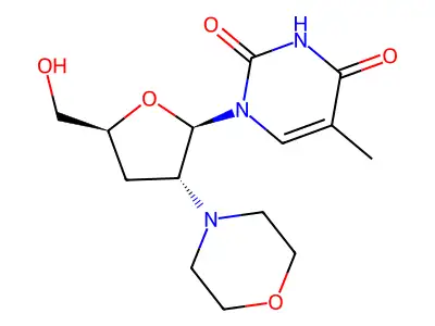 Uridine, 2',3'-dideoxy-5-methyl-2'-(4-morpholinyl)- structure