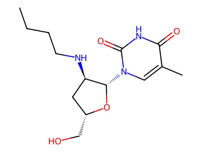 Uridine, 2'-(butylamino)-2',3'-dideoxy-5-methyl- structure