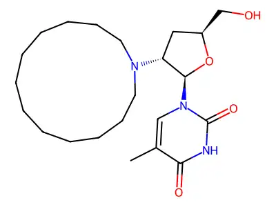 Uridine, 2'-azacyclotridec-1-yl-2',3'-dideoxy-5-methyl- structure