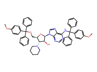 3'-Piperidino-5',N6-bis(4-methoxytrityl)-3'-deoxyadenosine structure